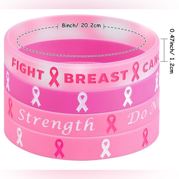 Breast Cancer Bracelets - Ribbon Breast Cancer Awareness Silicone Wristbands - Picture 7 of 15